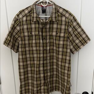The North Face Men's Plaid Shirt - Brown and Yellow